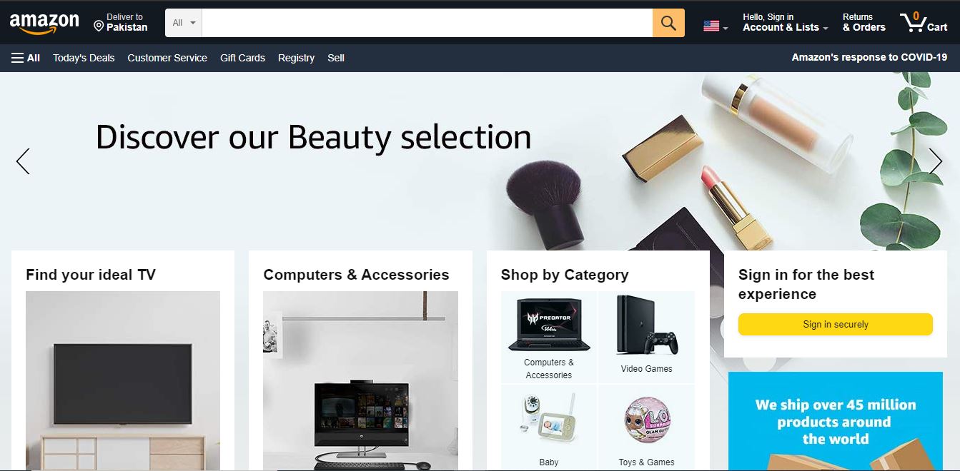 Amazon homepage