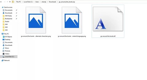 Font files in a folder