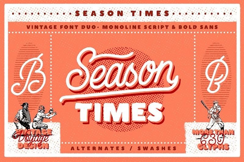Seasons time vintage font duo