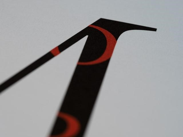 close-up of custom font’s serif