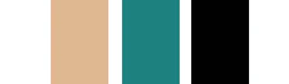 Tan Brown, Deep Turquoise, and Black