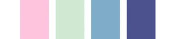 Light pink, sage, sky blue, and grape color combination