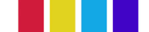 red, yellow, cyan and bright purple combo
