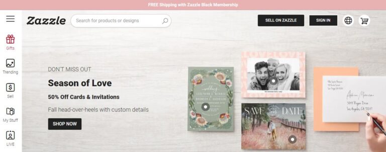 Zazzle homepage